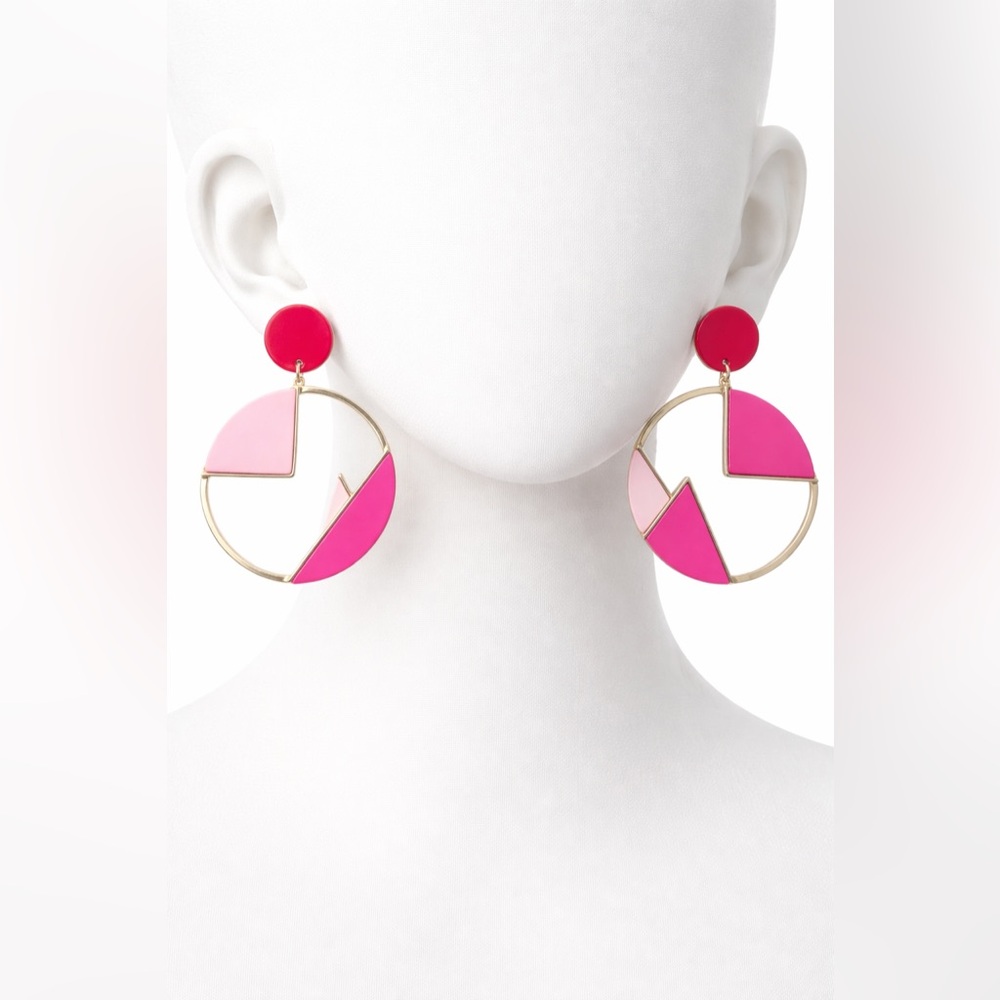 Rachel Roy Geometric Pink and Gold Earrings
